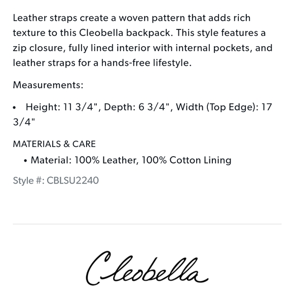 NWOT RARE Cleobella Zeda Lambskin Leather Woven Backpack main image 9